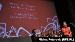 Marija Pikić tokom dodjele nagrade Srce Sarajeva za najbolju glumicu, 14. jul 2012.