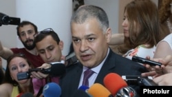 Armenia - Justice Minister David Harutiunian speaks to journalists in Yerevan, 15Jun2017.